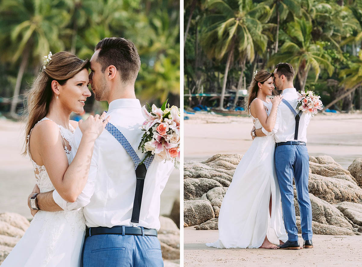 Hochzeitsbilder am Strand - Hochzeitsfotos am Palmenstrand in Phuket Thailand