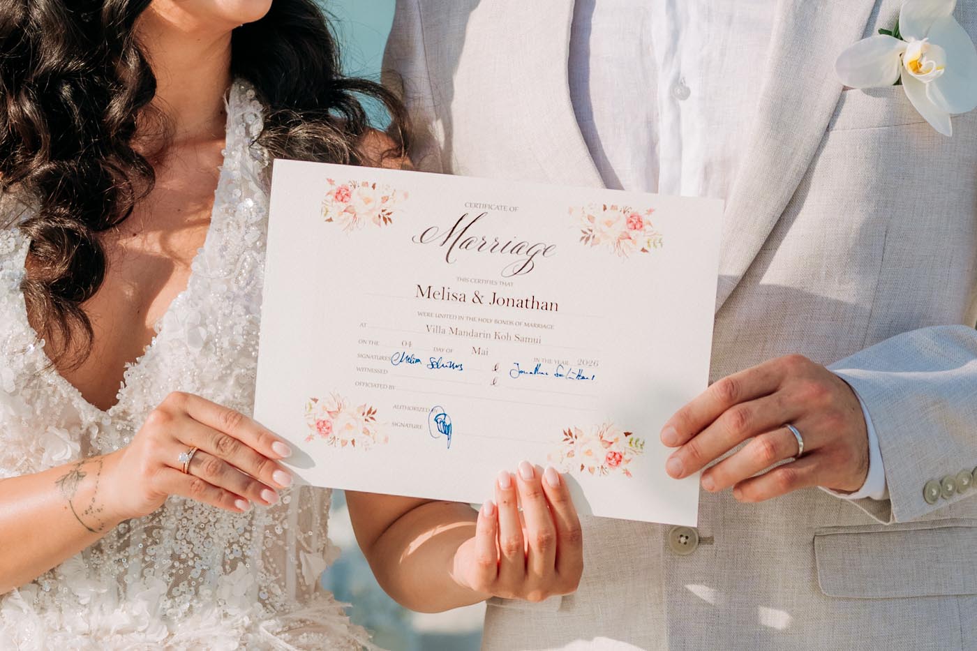 Die symbolische Heiratsurkunde - Hochzeiten Thailand
